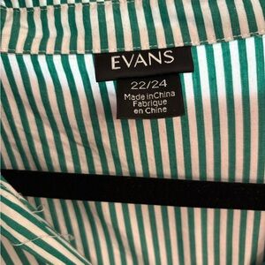 Evans Green and White Striped Dress EUC